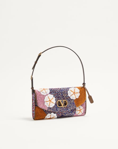 Valentino Garavani - Valentino Garavani Devain Small Embroidered Shoulder Bag - Multicolour - Woman - Shoulder Bags